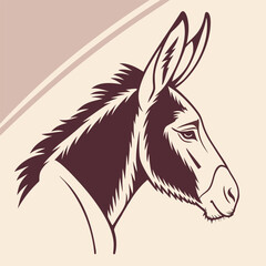 a detailed illustration of a donkey head in profile view