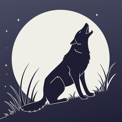 a wolf howling under the bright full moon