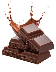 Chocolate Tiles with Splash on Transparent Background