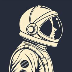 astronaut in space suit profile view against dark background