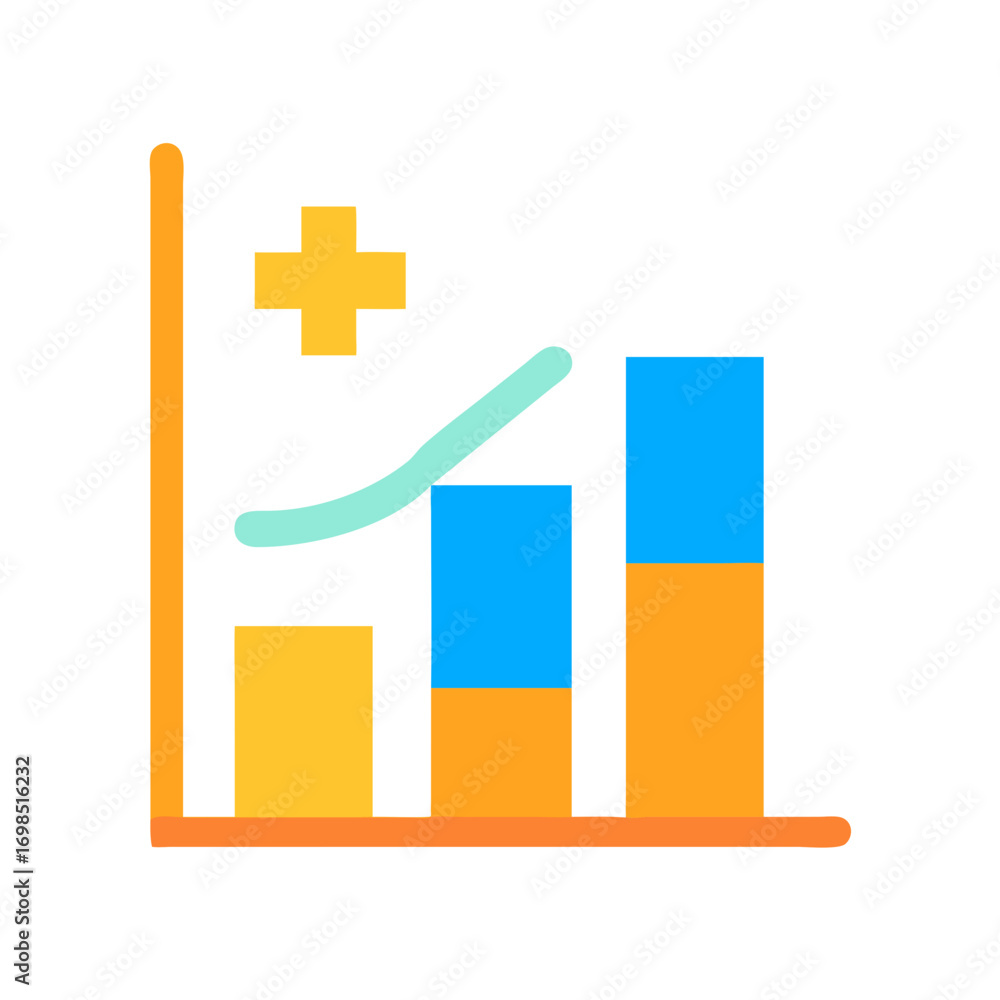 Aufkleber simple bar graph with line showing growth and progress