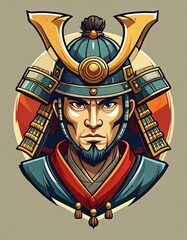 Samurai portrait, stylized art
