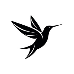 Abstract hummingbird artwork in flight created in modern stylish logo design Vector illustration