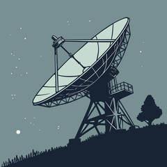 a large satellite dish pointing towards the night sky