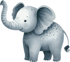 Vector adorable illustration of a baby elephant