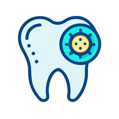 Tooth decay concept with virus icon, dental health