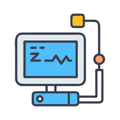 Medical Monitor Icon with Heartbeat Graph Display on Black