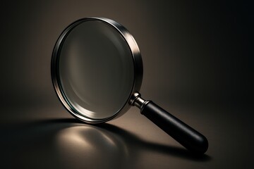 Magnifying glass with dramatic lighting. Use for research, detective, education and science marketing.
