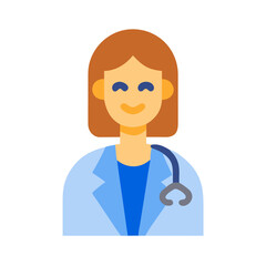Flat illustration of friendly female doctor on black background