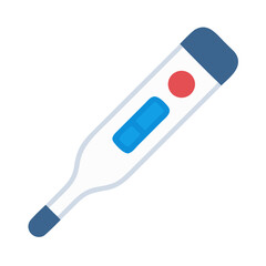 Digital thermometer with blue and red accents on black