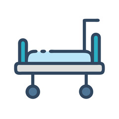 Illustration of a mobile hospital bed on black background