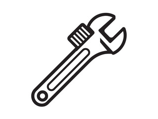 Clean adjustable wrench icon in modern vector art