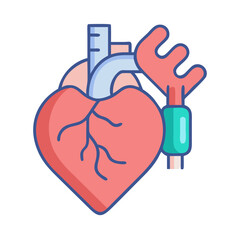 Stylized human heart illustration with anatomical details on black