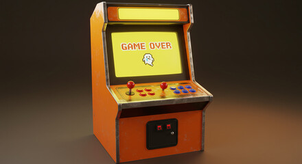 Classic Retro Arcade Machine Displaying Game Over Message
