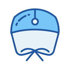 Simple blue medical surgical cap icon on black background
