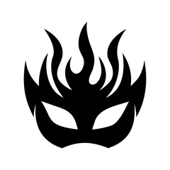 Abstract mask design featuring flame decorative details in modern logo style Vector illustration
