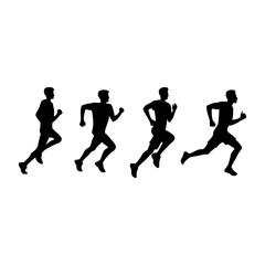 multiple male running silhouettes poses, perfect for workout lifestyle brands or running event decorations, Vector illustration design