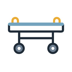 Simple flat illustration of a hospital stretcher on black