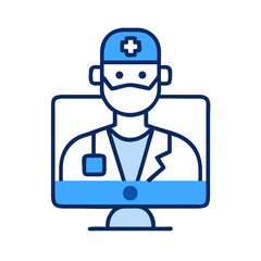 Online doctor consultation concept in simple flat vector style