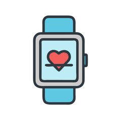 Fototapeta premium Smartwatch with heart rate display for health tracking icon