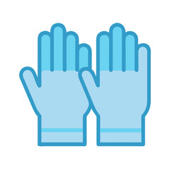 Obraz premium Light blue medical gloves on a black background icon