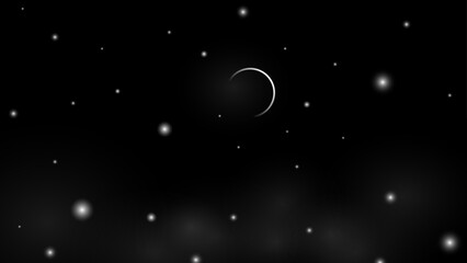 black night with moon and starlight background