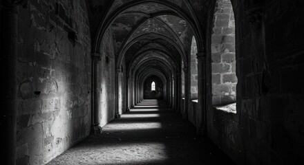 Obraz premium Dark corridor with arched ceilings