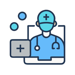 Healthcare professional icon in flat style for digital platforms