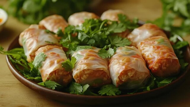 A delicious selection of stuffed vegetables as a tasty and healthy appetizer. Presented in an appealing arrangement, perfect for sharing at a dinner party or as a light snack.