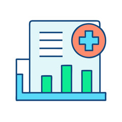 Medical data report with chart and plus sign icon