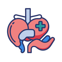 Stylized human kidneys medical illustration for health related topics
