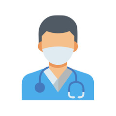 Fototapeta premium Doctor or nurse in mask simple flat illustration