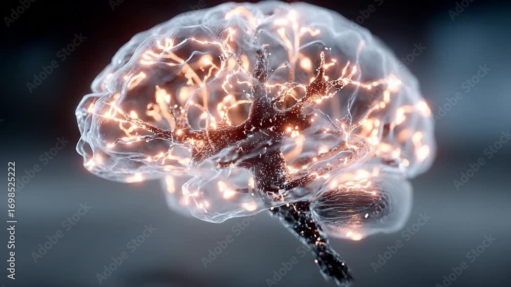 Fototapete mind spark: the human brain glows with a network of glowing neural pathways and neuron activity, ill