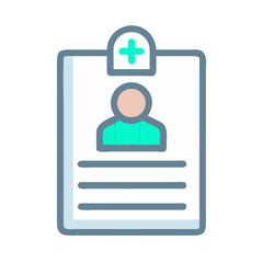 Fototapeta premium Medical record clip board icon with patient information simple