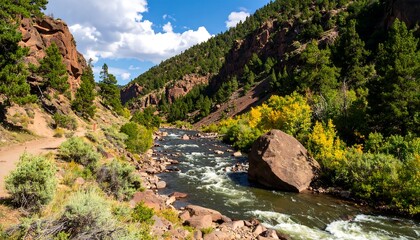 Mountain river flowing through a canyon