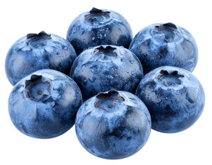 Obraz premium Cluster of Fresh Blueberries with Shadows, top view, isolated
