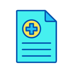 Fototapeta premium Medical record document icon in cartoon flat design style