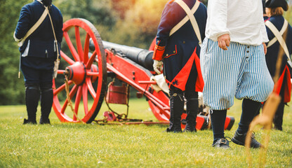 historic reconstition military group on plaine d'abraham.