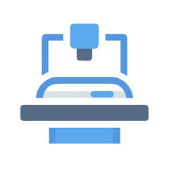 Stylized milling machine illustration in light and dark blues