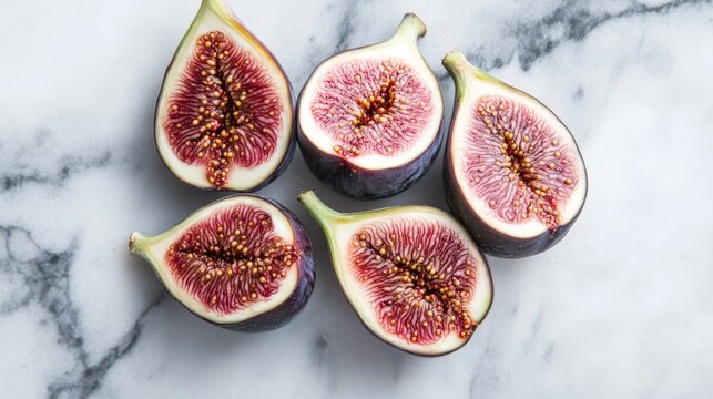 Bright fresh fig slices with vibrant color detailed texture and natural appearance perfect for healthy food culinary presentation and vibrant produce displays