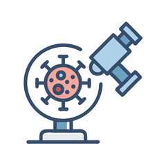 Coronavirus research under microscope on black background vector illustration