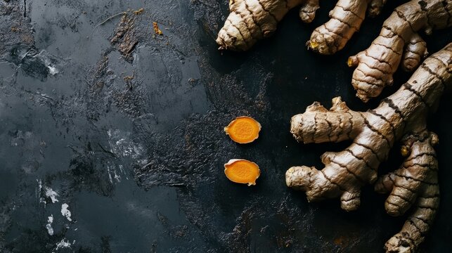 Fresh organic ginger roots for healthy cooking herbal medicine natural remedy dietary supplement culinary spice antioxidant-rich herb for wellness