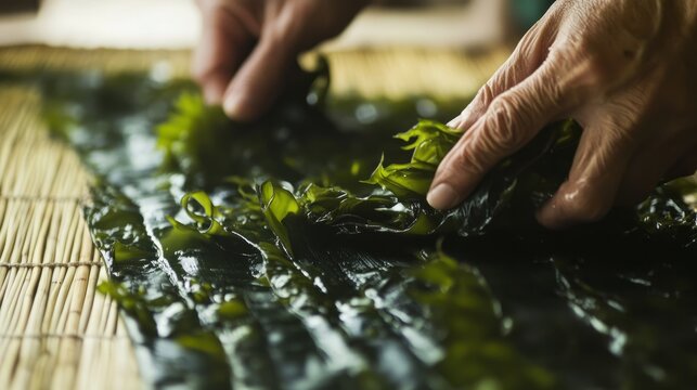 Beautiful fresh seaweed with vibrant green color lush marine plant ocean flora healthy diet organic seaweed edible seaweed nutritious snack sustainable farming natural food marine