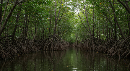 Obraz premium Mangrove Forest Waterway Tropical Ecosystem