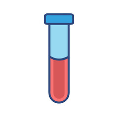 Illustration of test tube with blue and red liquid