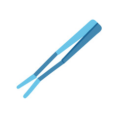 Flat vector design of blue surgical tweezers on black background