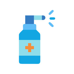 Obraz premium Blue antiseptic spray bottle with orange cross illustration isolated