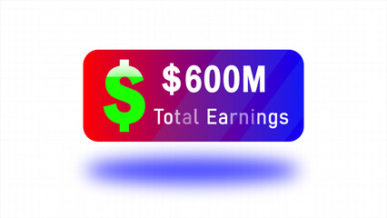 Dollar Growth Animation From 600 Million With White Background, Income Growth Meter From 600 Million Dollar Icon on Total Earnings Illustration