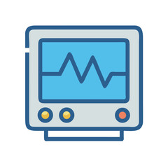 Medical monitor showing heartbeat signal display, healthcare technology illustration