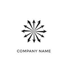 Abstract logo design featuring radiating arrows representing expansion and growth.